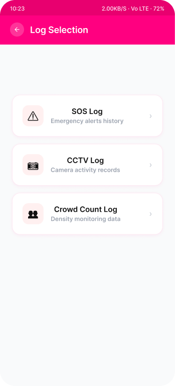 Frabe admin log selection screen