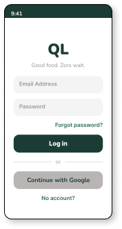 QLess login screen