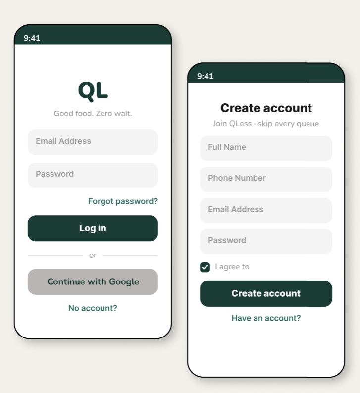 Login and Signup Screens